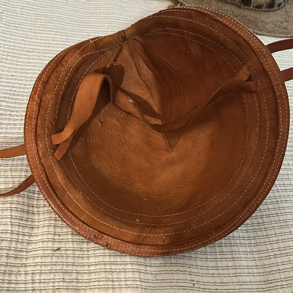 Vintage Traditional Brazilian Leather Kids Hat Vaqueiro Cowboy Brown